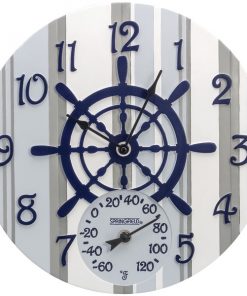 Springfield(R) Precision 92668 14" Poly Resin Clock with Thermometer (Captain's Wheel)